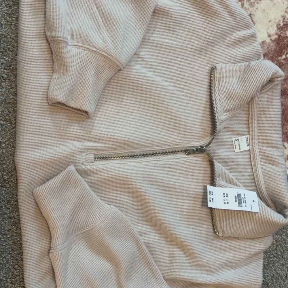 Hollister Cream Quarter-Zip Sweater
